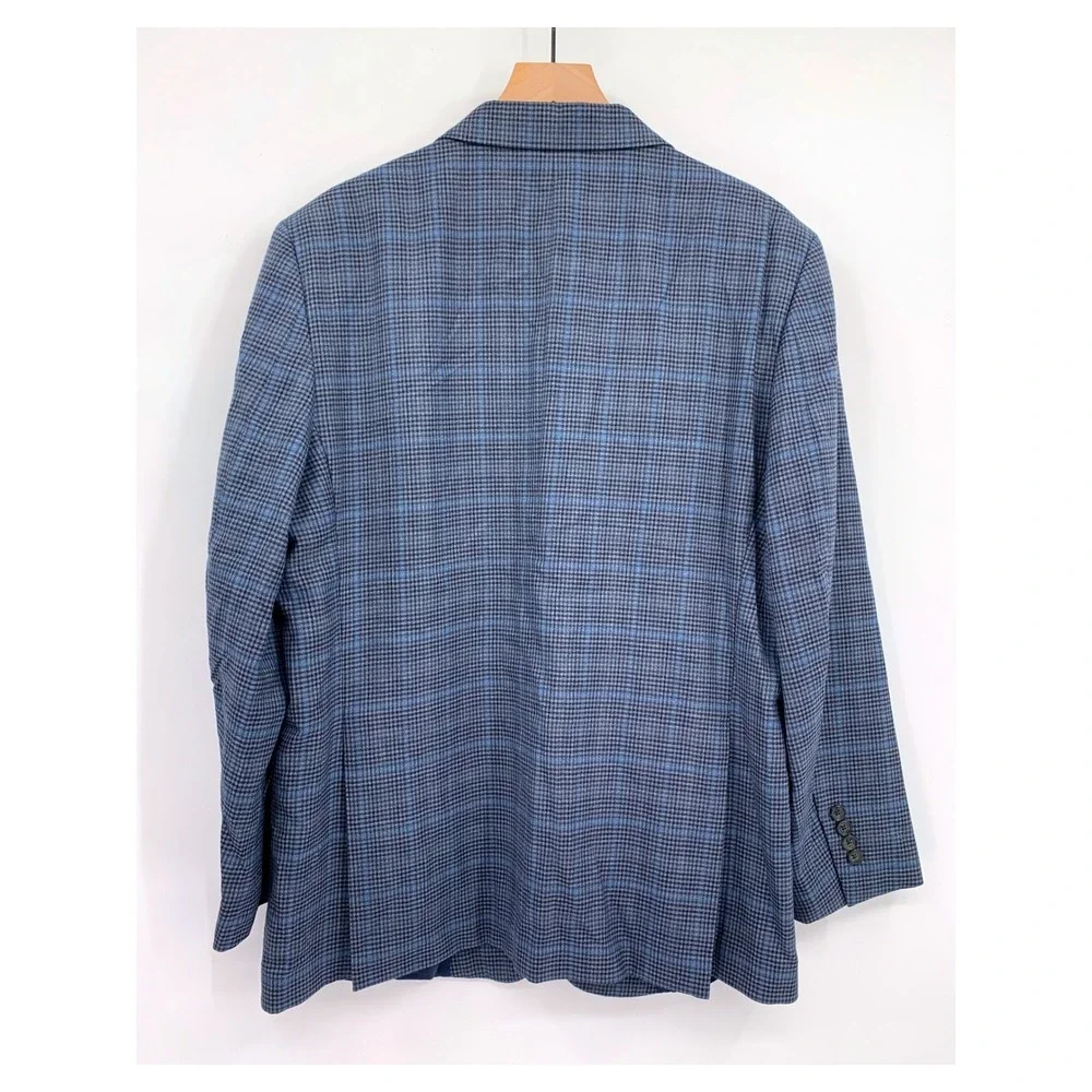 Brooks Brothers Blazer Mens 46R Blue Plaid Wool Regent Fit Two Button Blazer